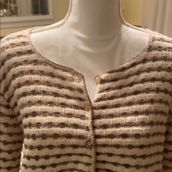 Boxy cardigan sweater cream and beige medium - Picture 3 of 10